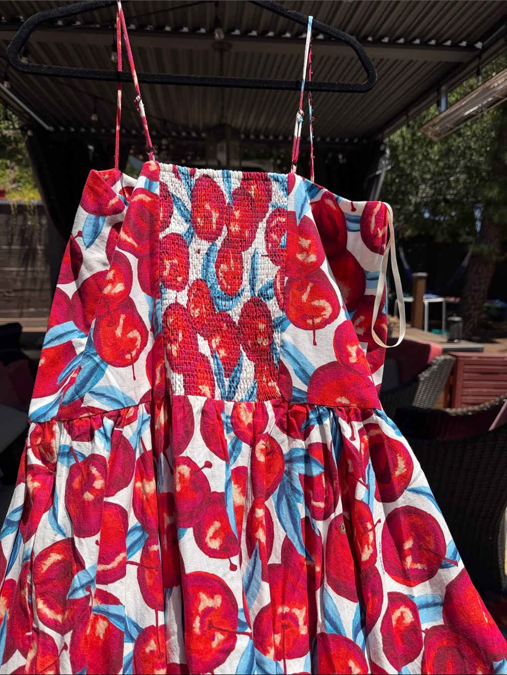 FARM Rio Cherry Print Linen Blend Midi Dress NWT XL - Picture 5 of 7